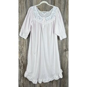 VTG Ashley Ames Nightgown Light Pink 3/4 Sleeve Lace Trim Feminine Romantic M